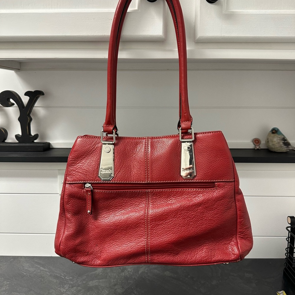 Tignanello leather purse, good condition, larger, heavier, w/long handles